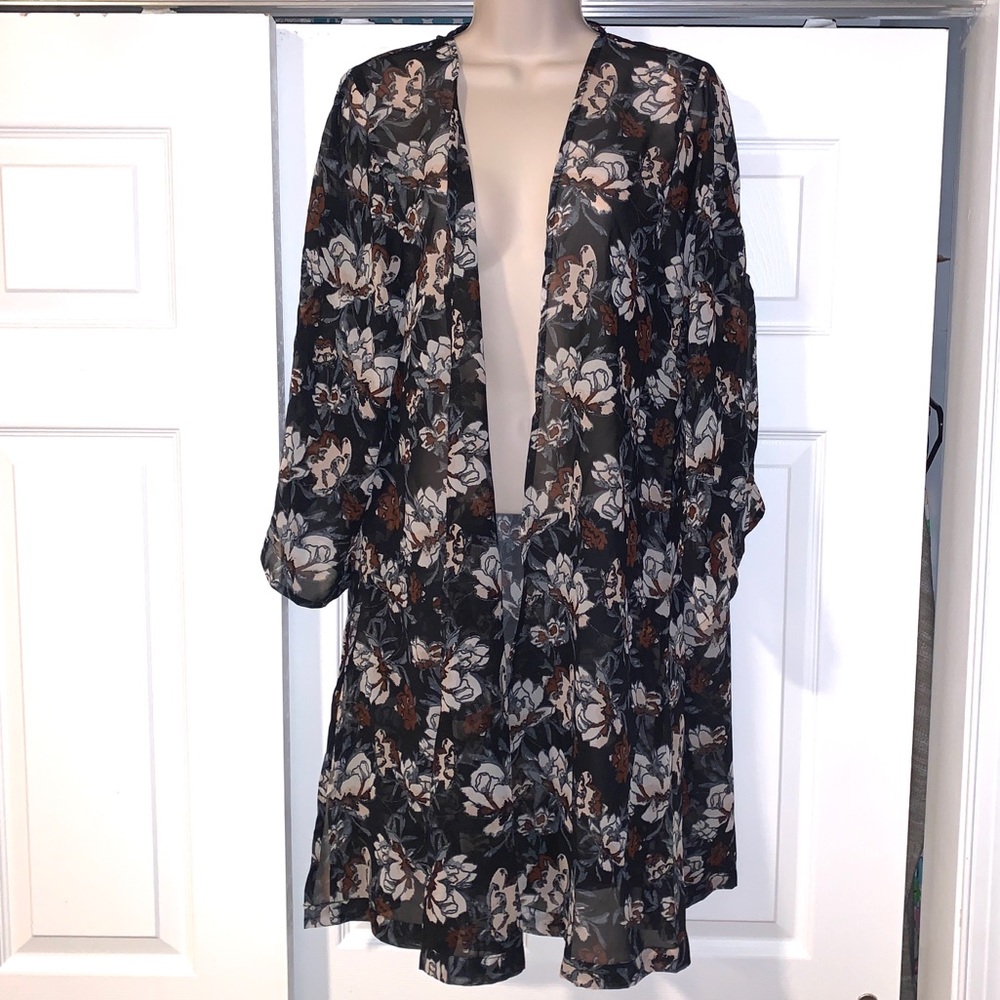 NWT APT. 9 FLORAL Sheer CARDIGAN cover up O/S